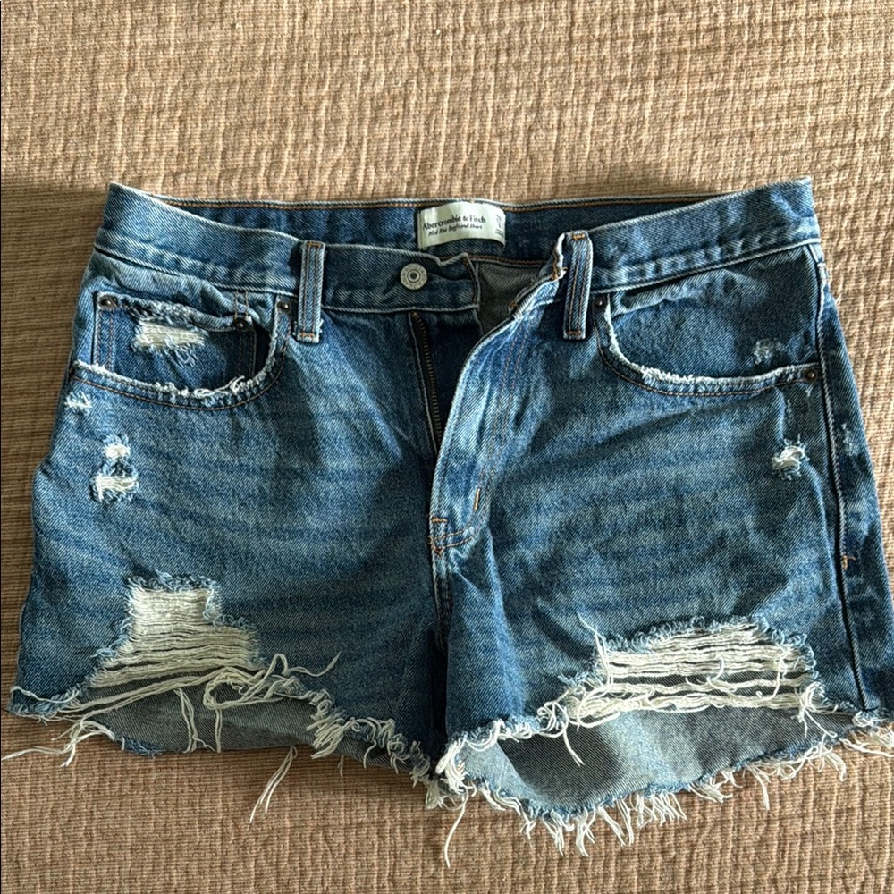 Distressed Denim Cutoff Shorts - Blue